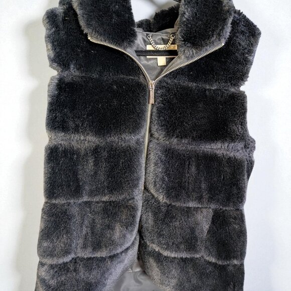 Michael Kors Quilted Faux Fur Vest, Black, Size Large - Picture 3 of 5
